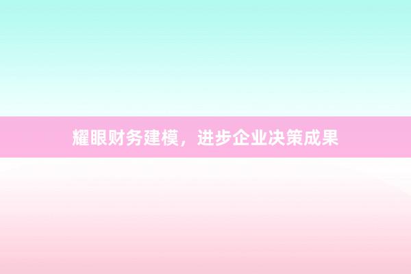 耀眼财务建模，进步企业决策成果
